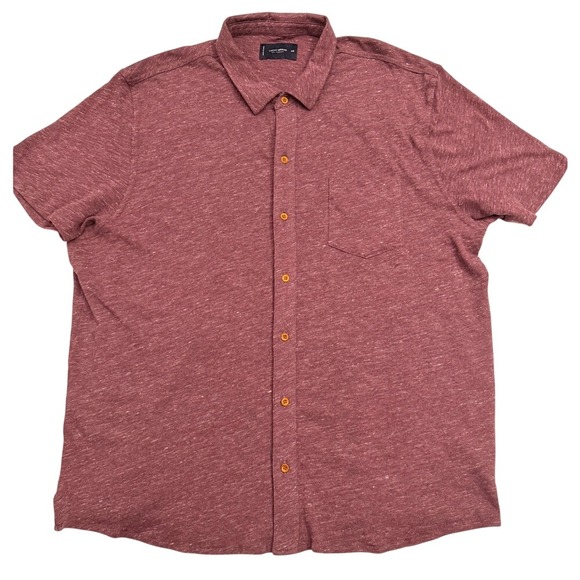 Lucky Brand Other - Lucky Brand‎ Short Sleeve Button Up Shirt Men's XXL Heathered Red Casual